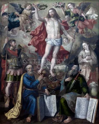 Salvation of Mankind by Fernando de Mena! A Triumphant Depiction of Christ and the Power of Redemption through Intricate Detailing and Vivid Coloration