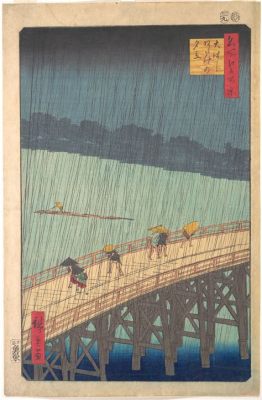 “Sudden Shower Over Shinagawa A Majestic Tableau of Ukiyo-e Realism and Fleeting Ephemerality!